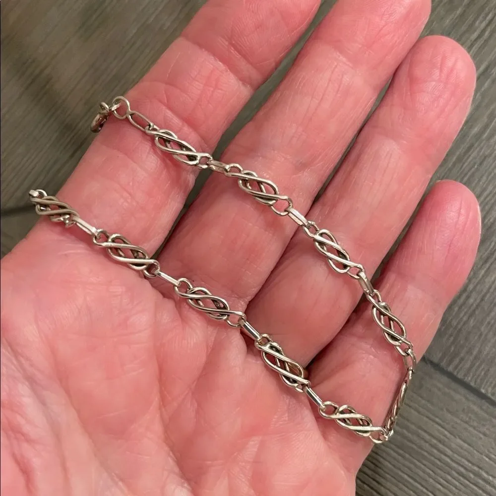 Vintage Style Sterling Silver Celtic Chain Bracelet 7 3/8” approx